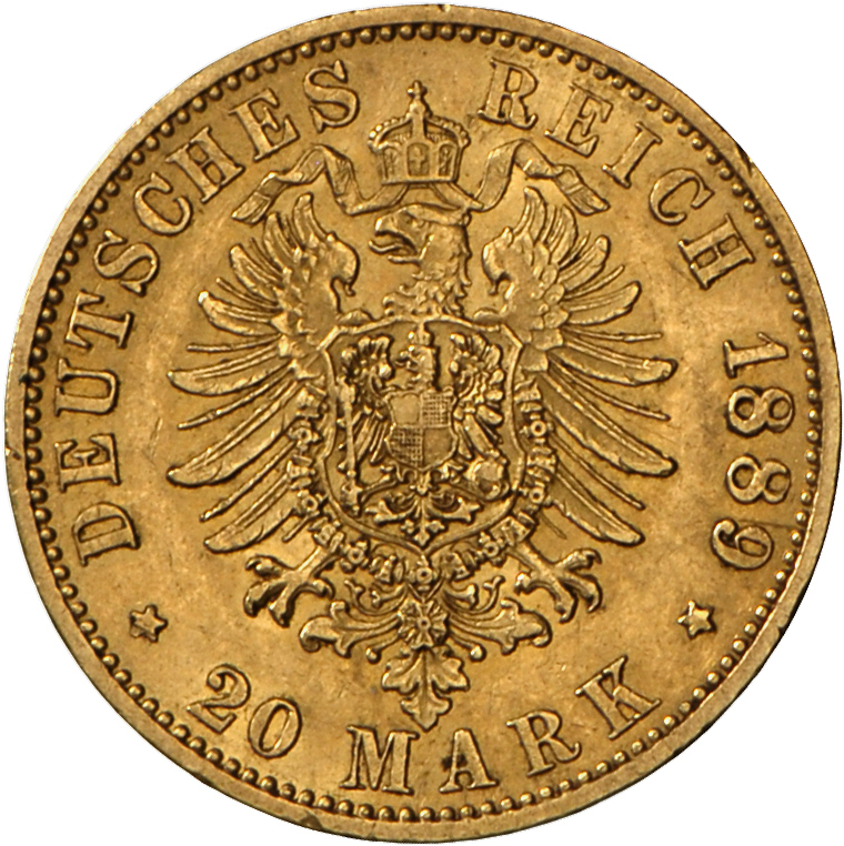 05392 Preußen: Wilhelm II. 1888-1918: 20 Mark 1889 A, Jaeger 250, Sehr Schön. - Pièces De Monnaie D'or