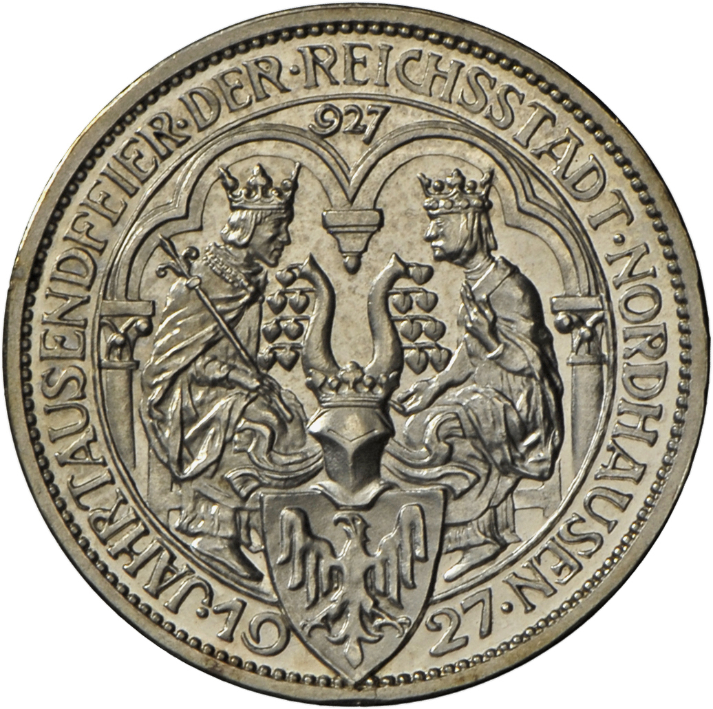 05398 Weimarer Republik: 3 Reichsmark 1927 A, Nordhausen, J. 327, Min. Berieben, Polierte Platte. - Autres & Non Classés