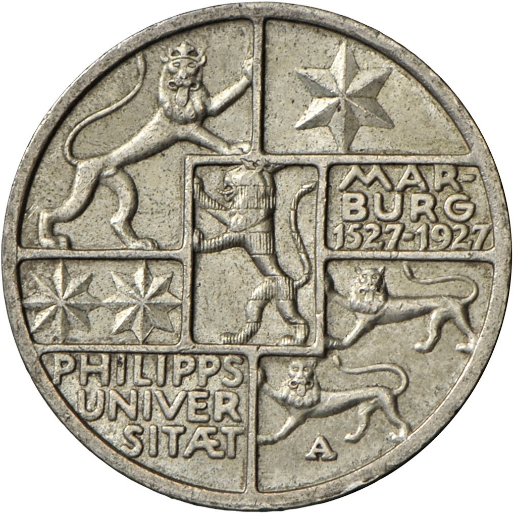05400 Weimarer Republik: 3 Reichsmark 1927 A, Universität Marburg, Jaeger 330, Vorzüglich. - Autres & Non Classés