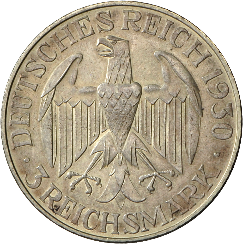 05406 Weimarer Republik: 3 Reichsmark 1930 D, Zeppelin, Jaeger 342, Sehr Schön. - Autres & Non Classés