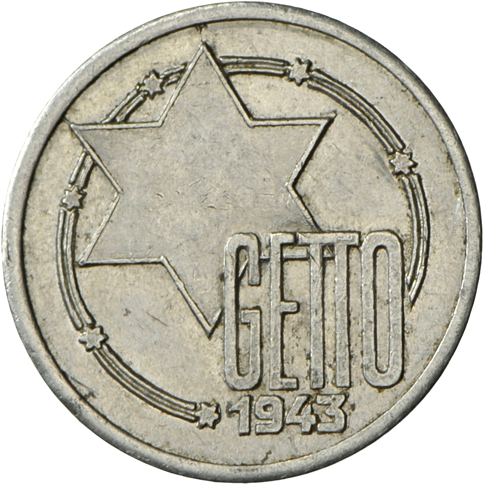 05411 Drittes Reich: Getto Litzmannstadt (Lodz), 10 Mark Quittung 1943, Aluminium, 3,41 G, Sehr Schön+. - Autres & Non Classés