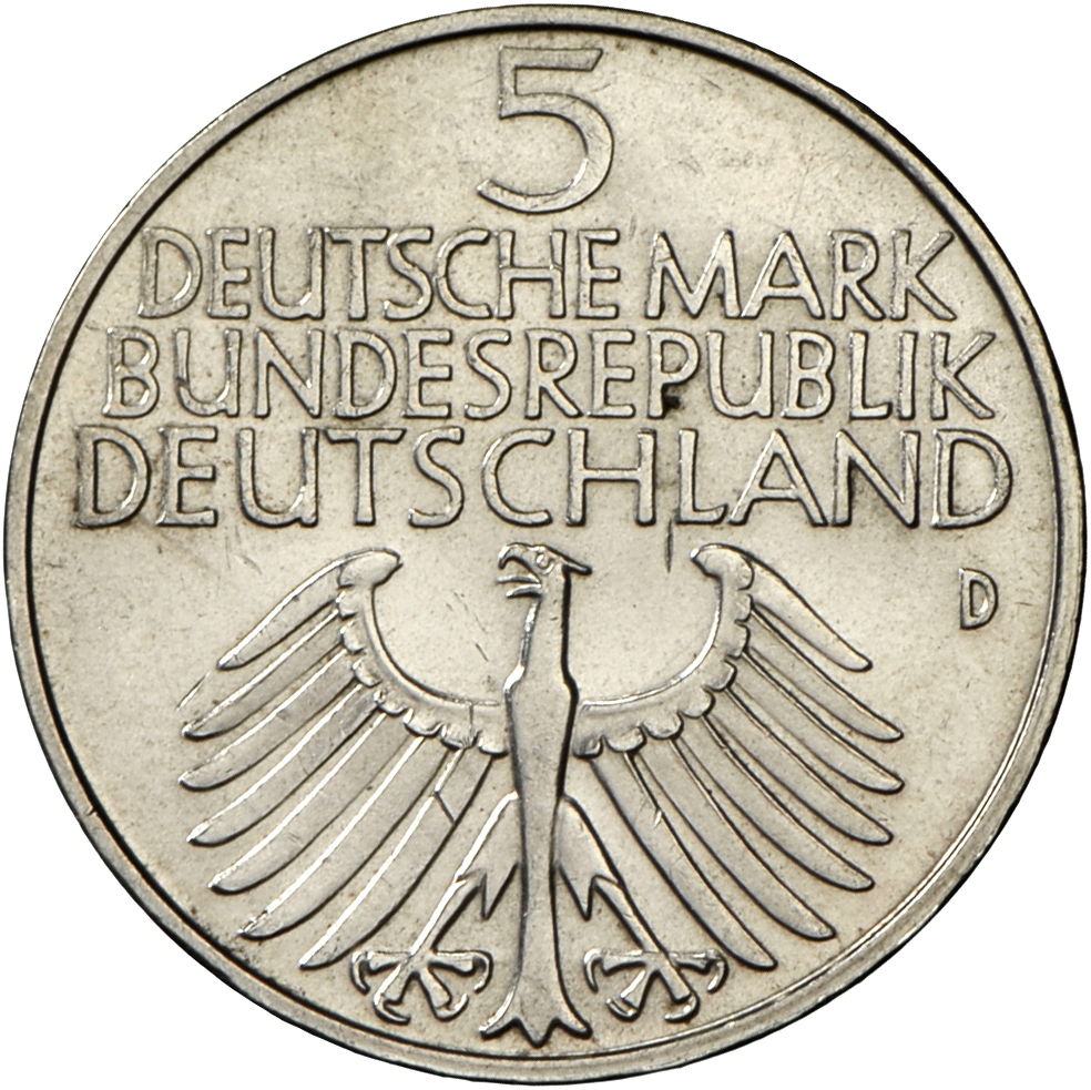 05414 Bundesrepublik Deutschland 1948-2001: 5 DM 1952 D, Germanisches Museum, Jaeger 388, Leichte Kratzer, Vorzüglich. - Autres & Non Classés