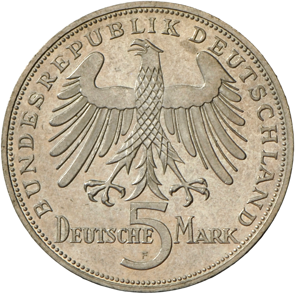 05416 Bundesrepublik Deutschland 1948-2001: 5 DM 1955 F, Friedrich Schiller, Jaeger 389, Sehr Schön. - Autres & Non Classés