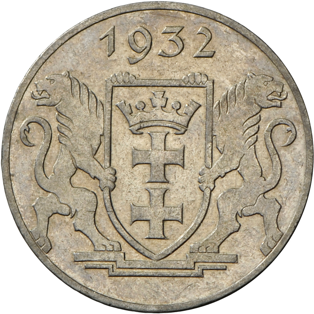 05428 Kolonien Und Nebengebiete: Danzig, Freie Stadt (1920-1939), 5 Gulden 1932, Marienkirche, Jaeger D17, Gutes Sehr Sc - Autres & Non Classés