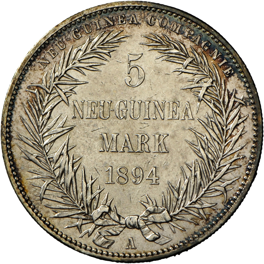 05436 Deutsch-Neuguinea: 5 Neu-Guinea Mark 1894 A, Paradiesvogel, Jaeger 707, Schöne Alte Patina,  Sehr Schön / Vorzügli - Nouvelle Guinée Allemande