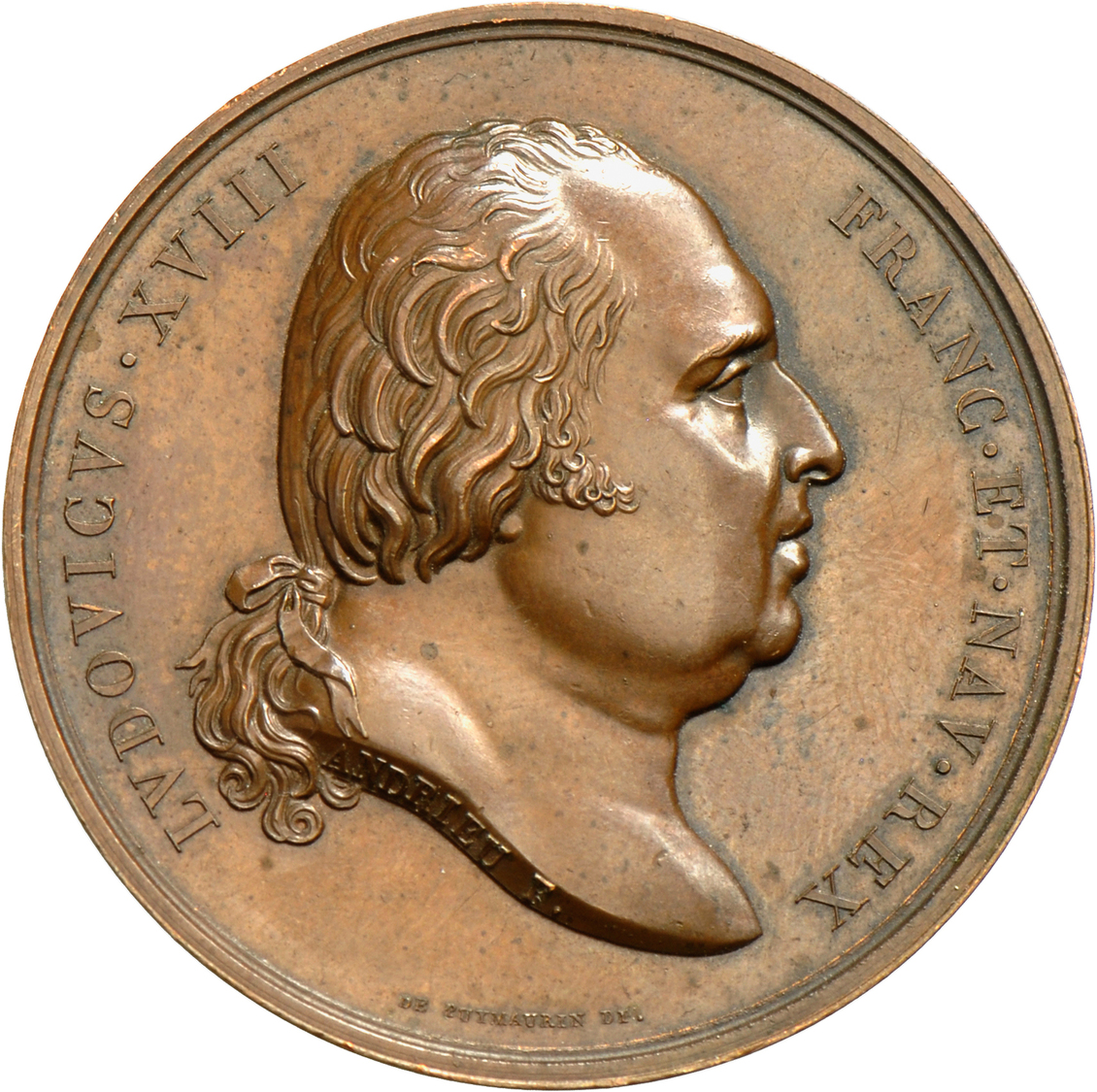 05448 Medaillen Alle Welt: Frankreich, Ludwig XVII. 1814, 1815-1824: Bronzemedaille 1815, Stempel Von Andrieu/Jeuffroy, - Non Classés