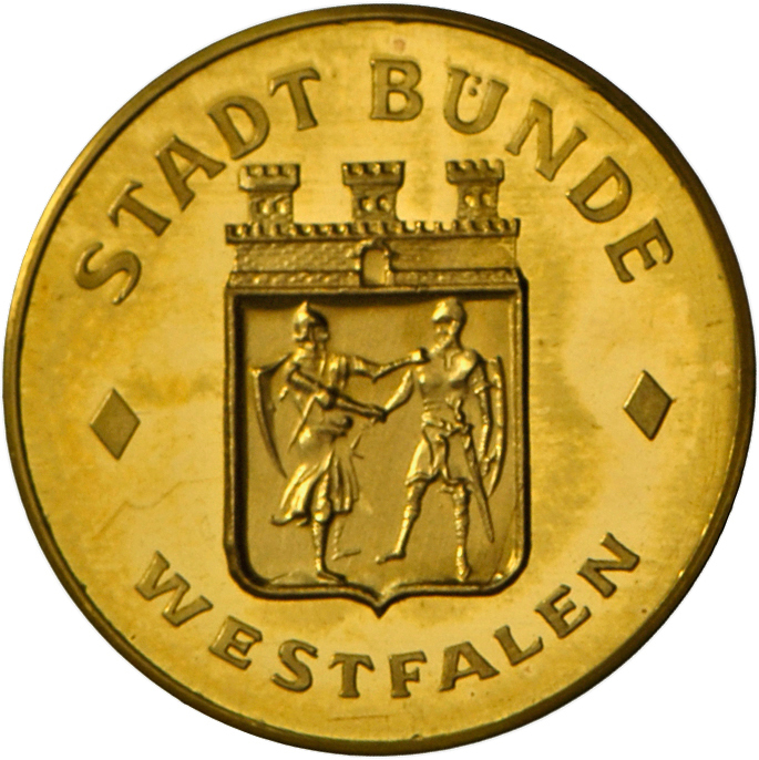 05471 Medaillen Alle Welt: Lot 4 Goldmedaillen; Stadt Bünde-Westfalen (3x); Gold 986, Je 4 G Und 1 Dukat 1960, Gold 980, - Non Classés