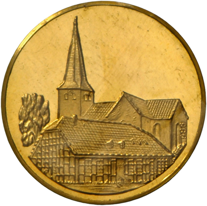 05471 Medaillen alle Welt: Lot 4 Goldmedaillen; Stadt Bünde-Westfalen (3x); Gold 986, je 4 g und 1 Dukat 1960, Gold 980,