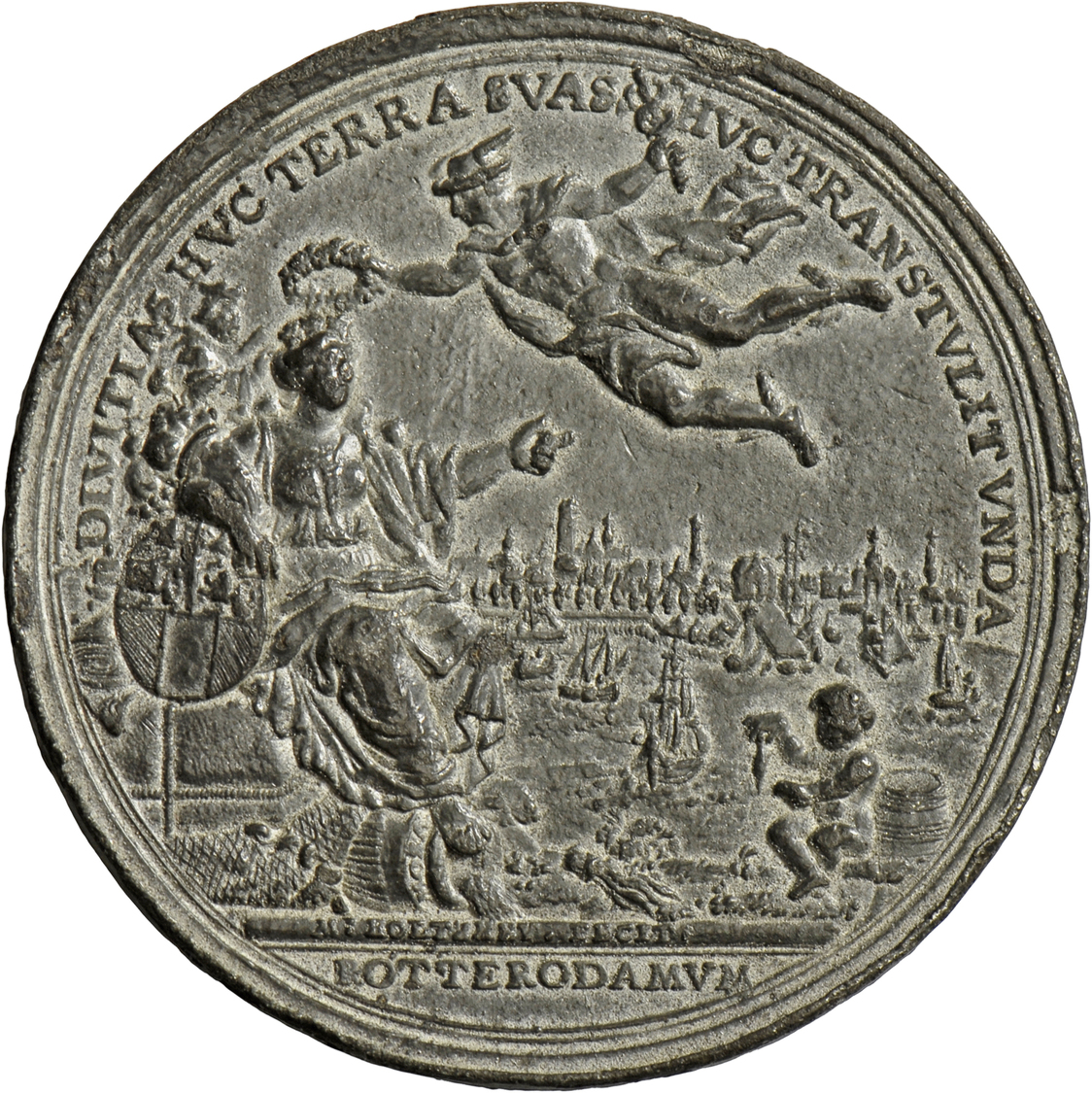 05472 Medaillen Alle Welt: Niederlande, Rotterdam: Zinnmedaille 1736, Stempel Von M. Holtzhey, Auf Die Eröffnung Der Neu - Non Classés