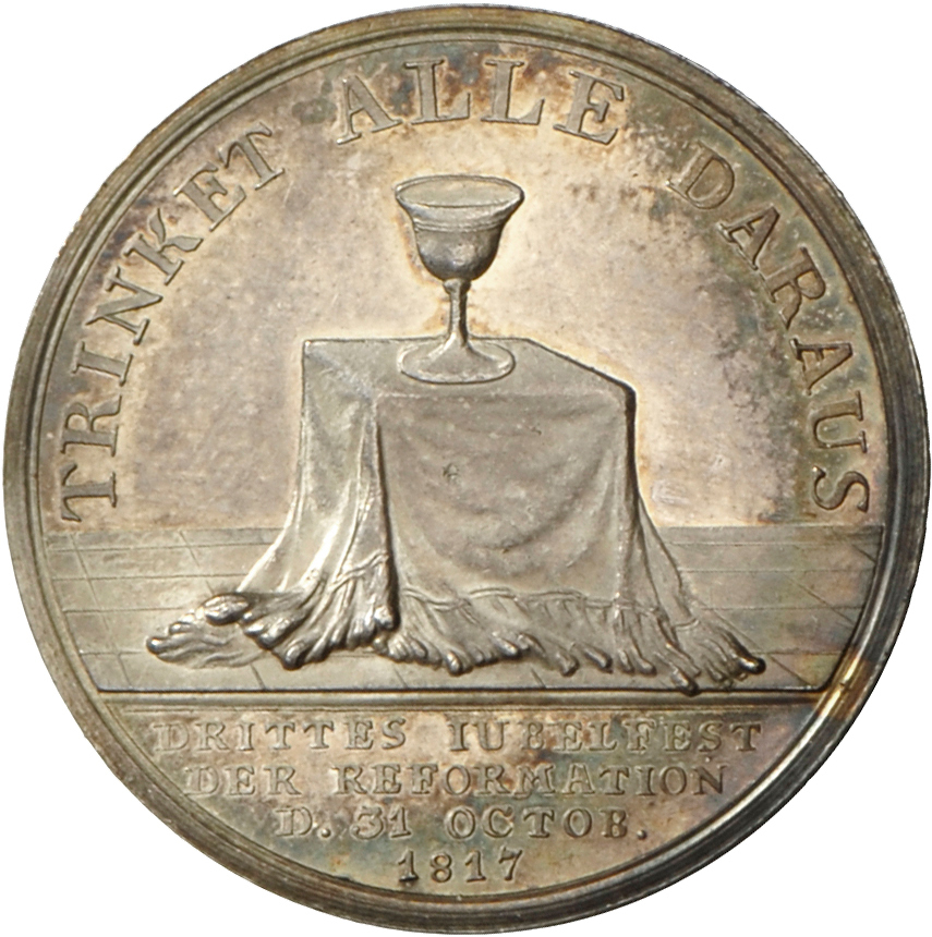 05494 Medaillen Deutschland: Reformation: Lot 7 Silbermedaillen 1817, auf das 300jährige Jubiläum der Reformation, 1 x 3