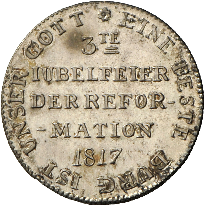 05494 Medaillen Deutschland: Reformation: Lot 7 Silbermedaillen 1817, auf das 300jährige Jubiläum der Reformation, 1 x 3