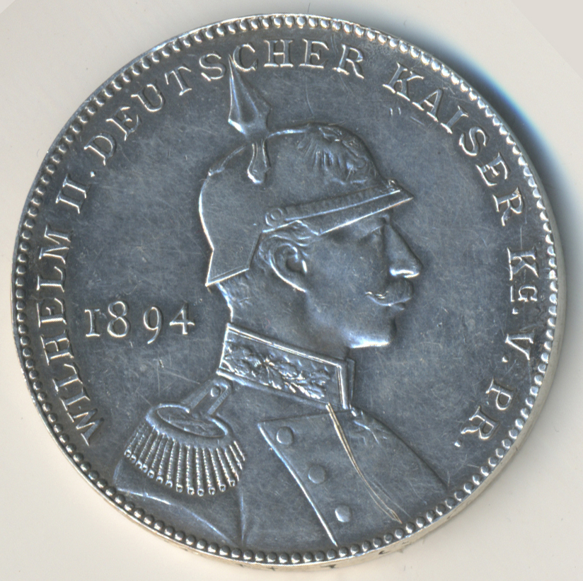 05498 Medaillen Deutschland - Personen: Brandenburg-Preußen,Wilhelm II. 1888-1918: Silbermedaille 1894, Von Lauer, Auf S - Autres & Non Classés
