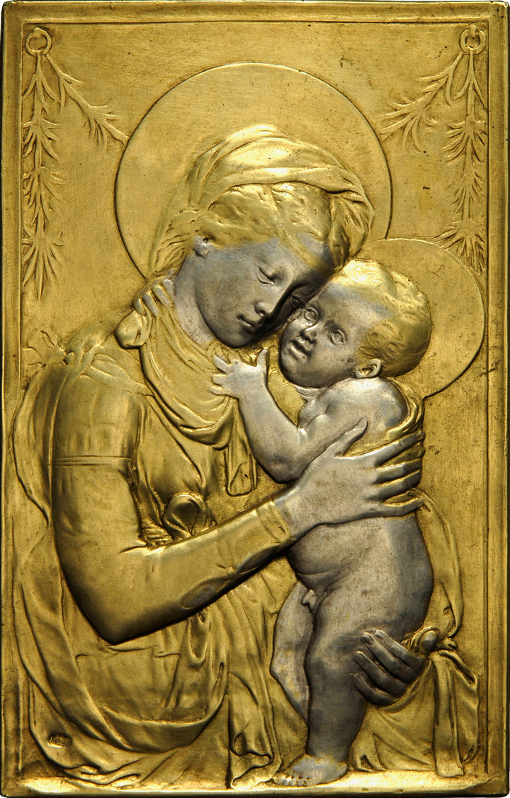 05509 Medaillen - Religion: Italien 16./17. Jahrhundert, Silbergussplakette &bdquo;Madonna Mit Kind&ldquo; Nach Einem Ma - Non Classés
