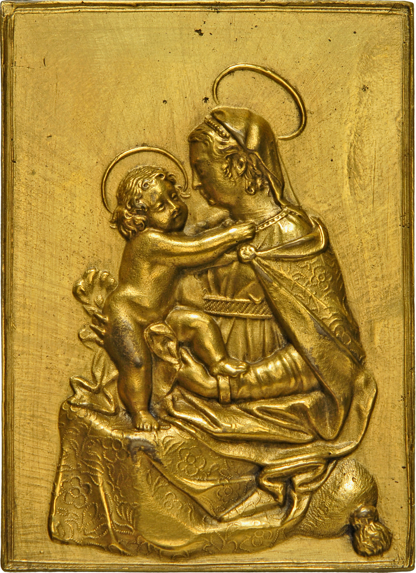 05523 Medaillen - Religion: Bronzegussplakette &ldquo; Madonna Mit Kind&rdquo;; Peter Flötner? (1485-1546);  98 X 70 Mm; - Non Classés