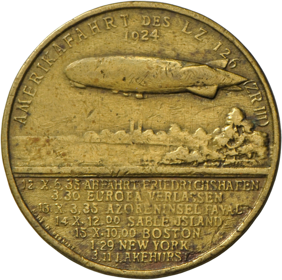 05805 Medaillen: Zeppelin: Lot 3 Medaillen; Graf Ferd. V. Zeppelin 1908, Dr. Hugo Eckener 1924, Ozeanfahrt 1924 (Silber) - Non Classés