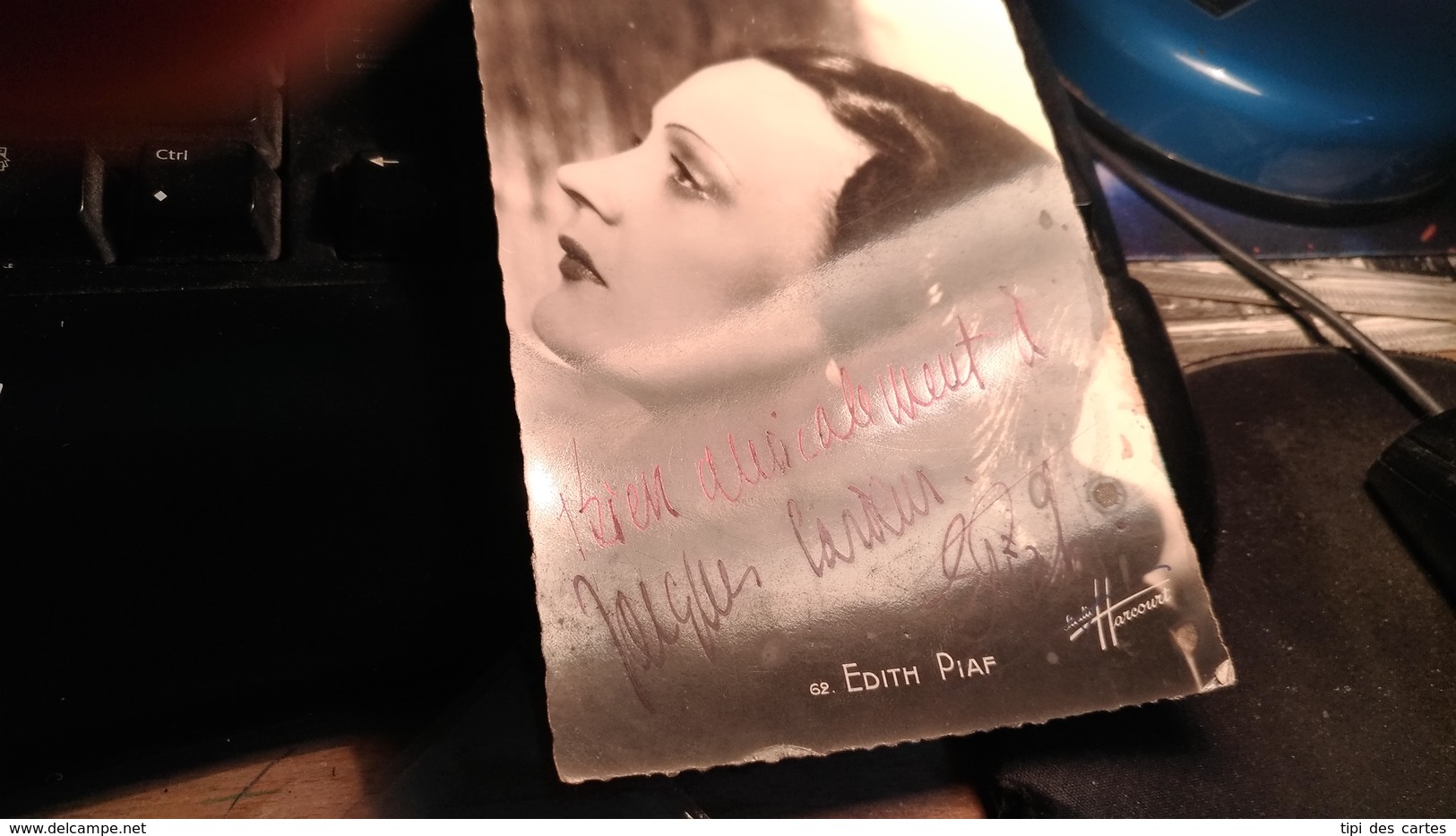 Autographe - Edith Piaf, Photo Studio Harcourt - Autres & Non Classés