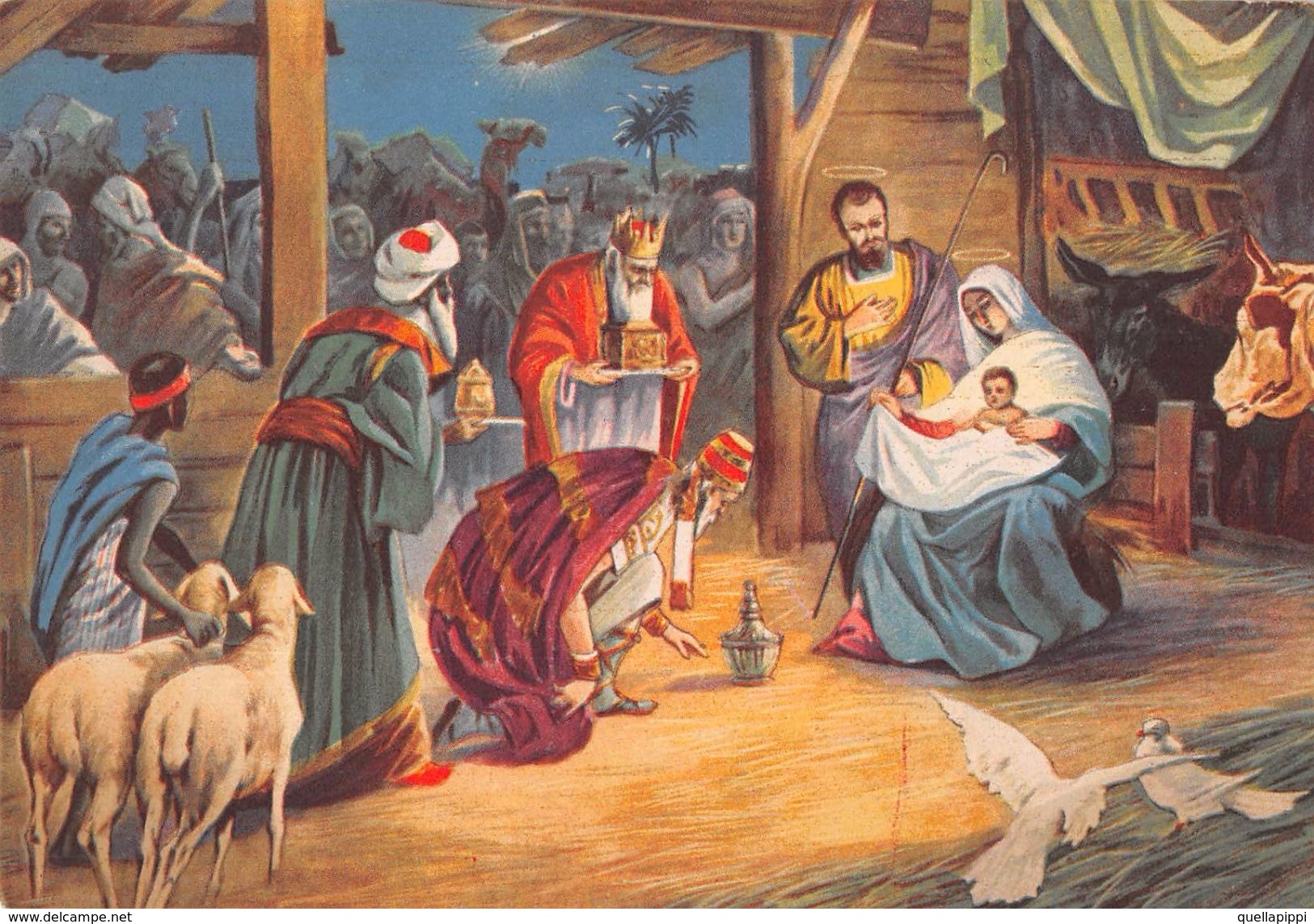 D6482 "BUON NATALE - EPIFANIA - RE MAGI - CAPANNA - GESU' BAMBINO - PECORE - DROMEDARI"    CART NON  SPED - Altri & Non Classificati