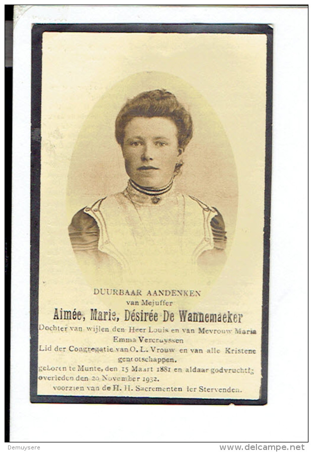 Dp 2594 - AIMEE DE WANNEMAEKER - MUNTE  1881 + 1932 - Devotion Images