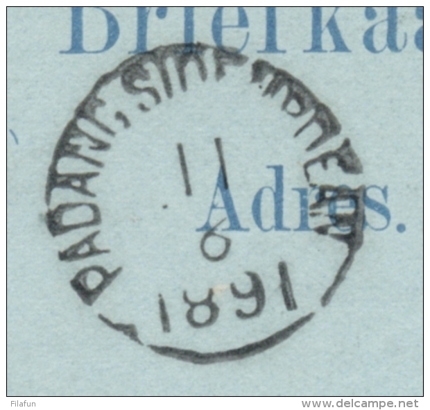 Nederlands Indië - 1891 - 5 Cent Briefkaart Met KR MEESTER CORNELIS, PADANG, WELTEVREDEN Naar KR PADANG SIDEMPOEAN - Nederlands-Indië