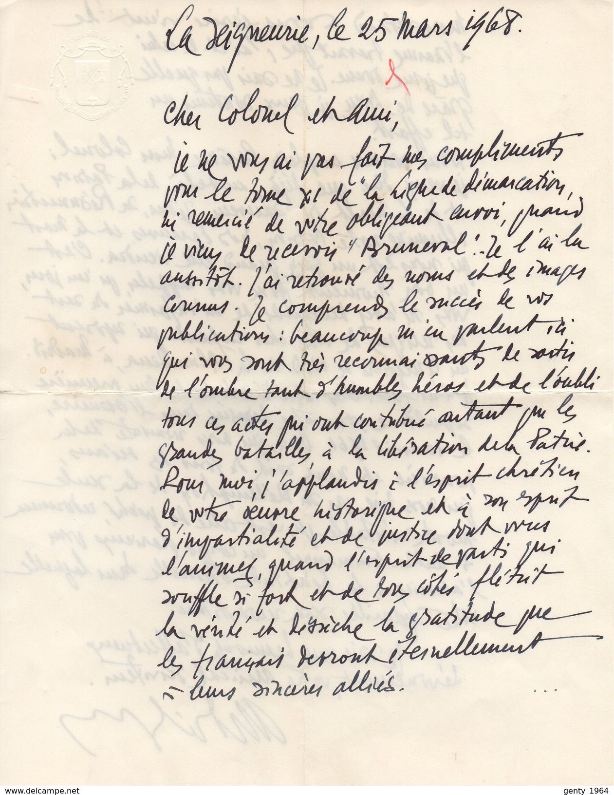 Lettre  Autographiée De Monseigneur BOYER - MAS,  Adressée Au Colonel REMY - Autres & Non Classés