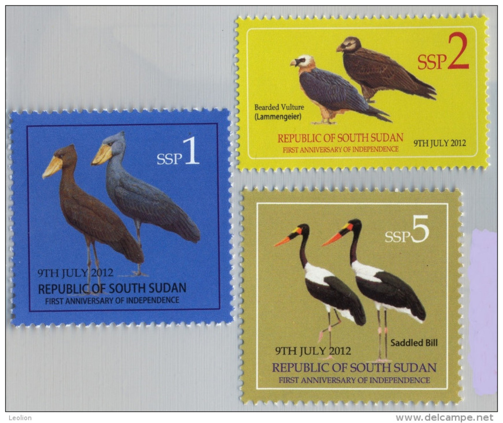 SOUTH SUDAN  1, 2 And 5 SSP Stamps Of The 2nd Issue ! BIRDS ! Oiseaux = SOUDAN Du Sud = Südsudan - South Sudan