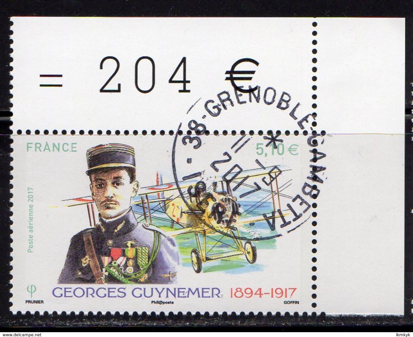 France 2017.Georges Guynemer.Cachet Rond.Gomme D'origine. - Used Stamps