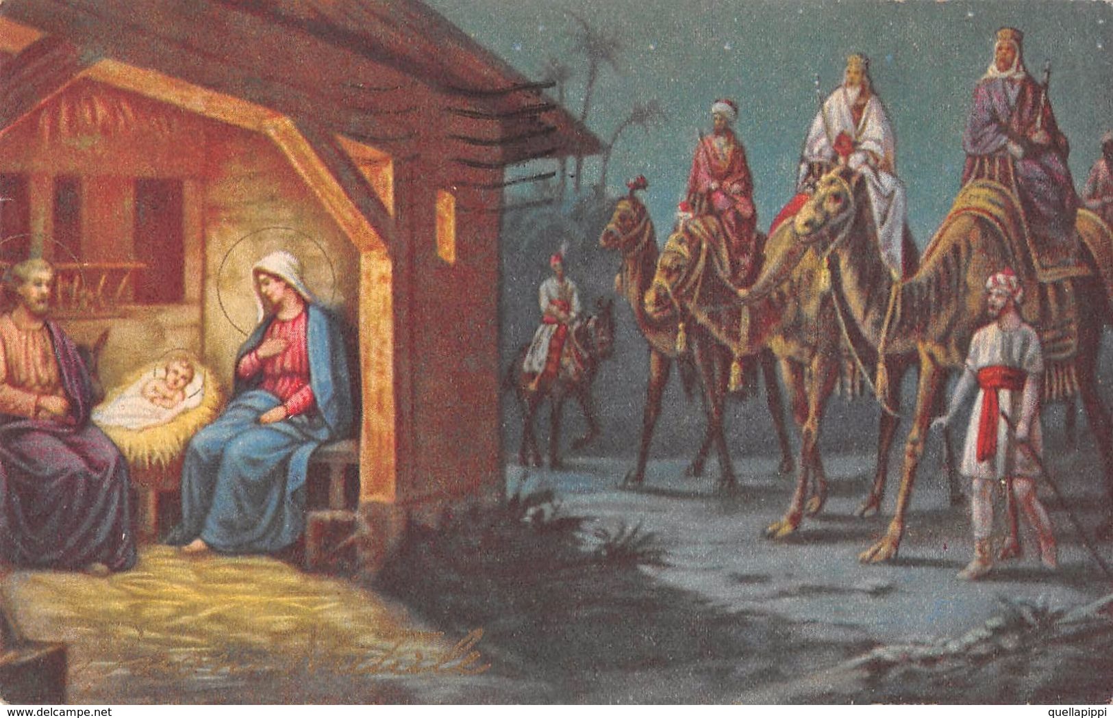 D6494 "BUON NATALE - EPIFANIA - RE MAGI - CAPANNA - PRESEPE - CAMMELLI - CAVALLO"    CART  SPED 1947 - Altri & Non Classificati