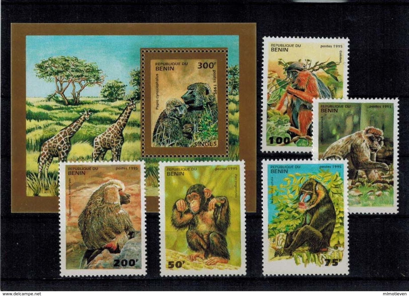 MDA-19072017-0014 MINT ¤ BENIN 1995 KOMPL. SET ¤ ANIMAUX - MAMMALS - APES - MONKEYS - Apen