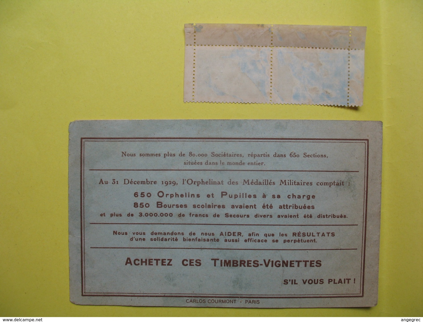 Vignette Marechal Pétain L'orphelinat Des Médaillés Militaires Pour Aider Les Orphelins Et Les Pupilles Complet + 2 Bleu - Erinnophilie