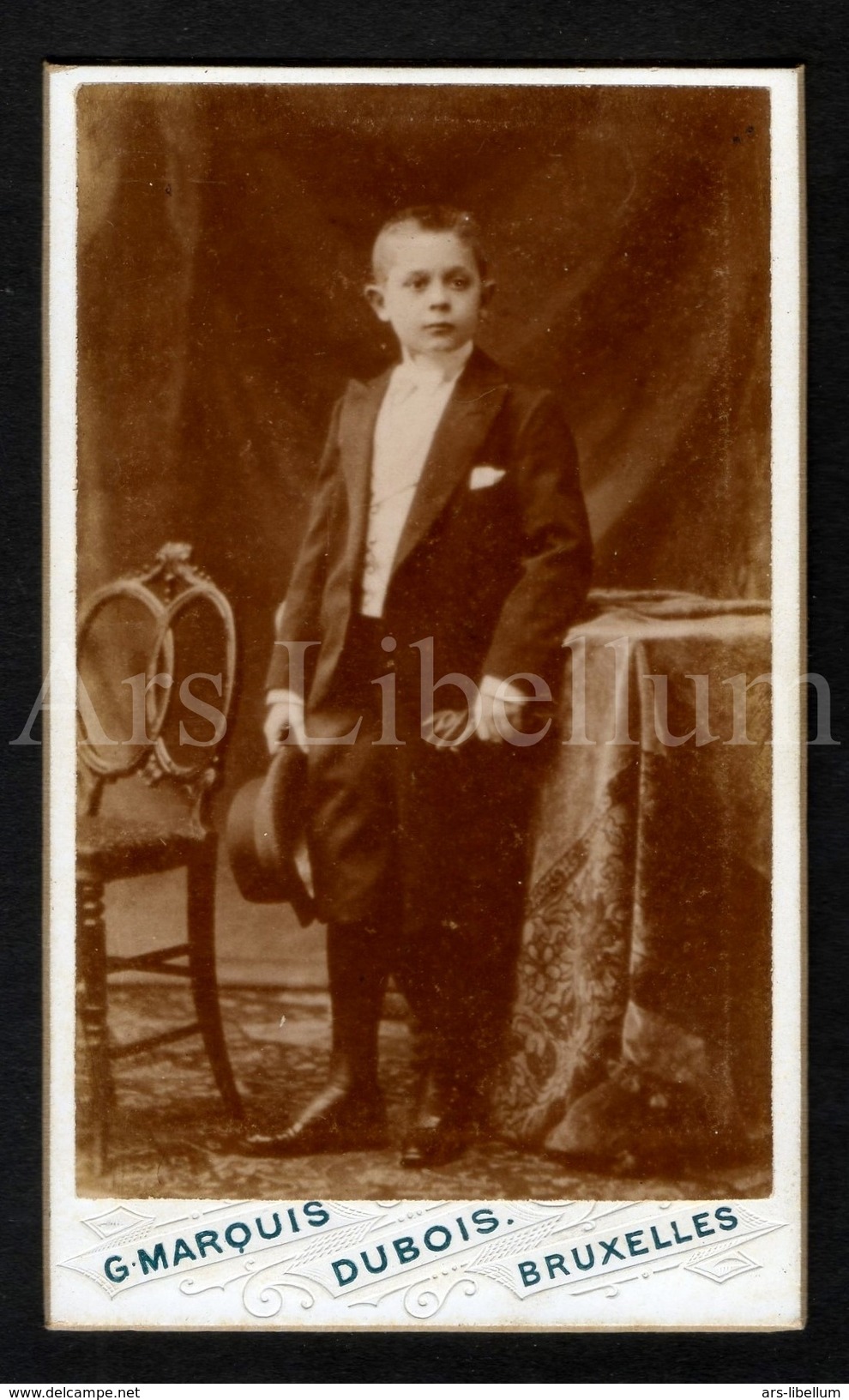 Photo-carte De Visite / CDV / W / Foto / Boy / Garçon / Communie / Photo G. Marquis Dubois / Bruxelles - Anciennes (Av. 1900)