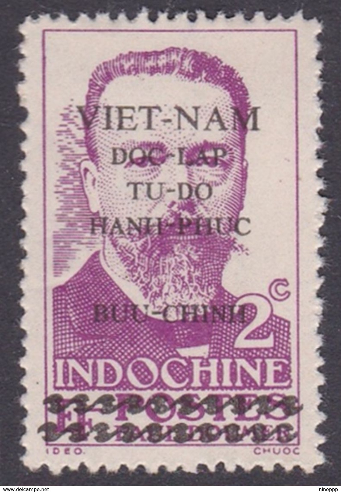 North Vietnam 1L 18 1945 Paul Doumer 2c Red Violet MNG - Vietnam