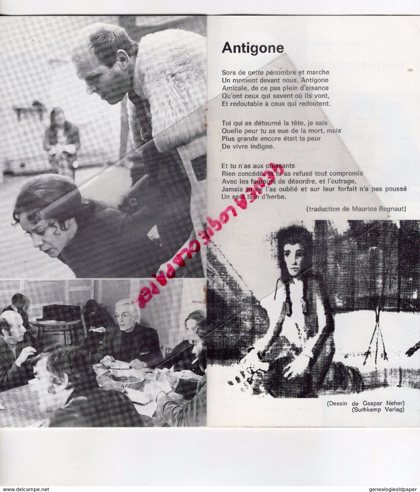 75- PARIS- PROGRAMME THEATRE ODEON -PIERRE DUX-72/73-ANTIGONE-BERTOLT BRECHT-SOPHOCLE-J.P. MIQUEL-CHAUMETTE-SILBERG - Programs