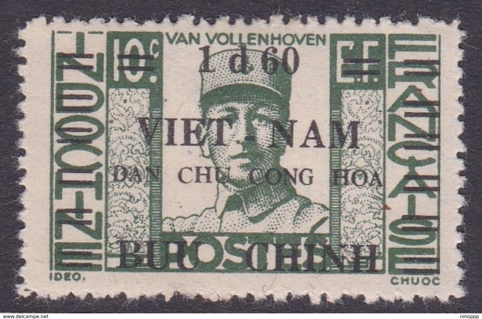 North Vietnam 1L 45 1945 Joost Van Vollenhoven 1,60d On 10c Green MNH - Viêt-Nam