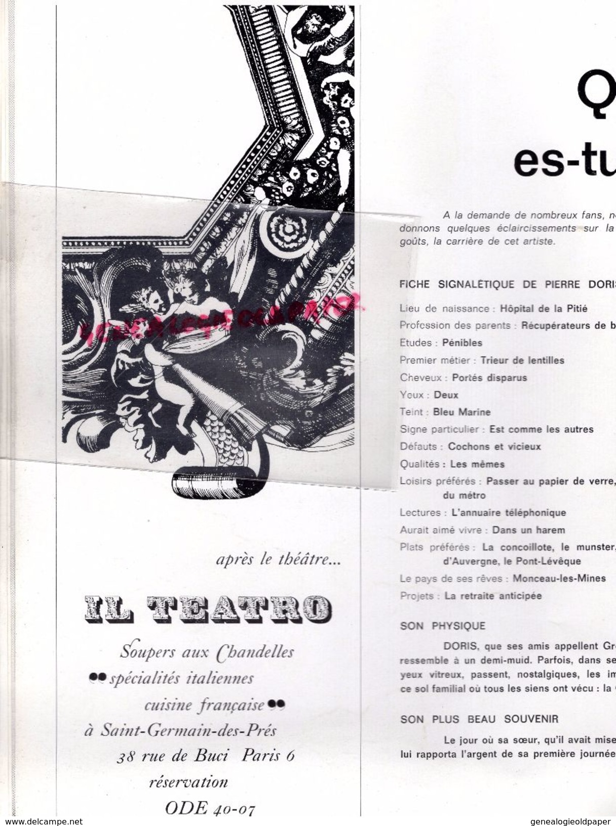 75- PARIS- PROGRAMME OLYMPIA- BRUNO COQUATRIX-2-2-1966- GILBERT BECAUD-MAX EVZELINE-PIERRE DORIS-LENINGRAD-SYLVIE BREAL-