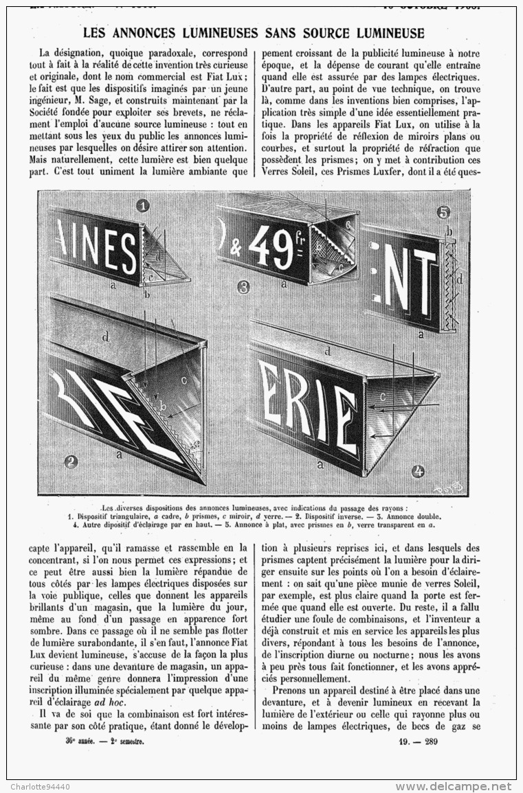 LES ANNONCES LUMINEUSES SANS SOURCE LUMINEUSE   1908 - Other & Unclassified