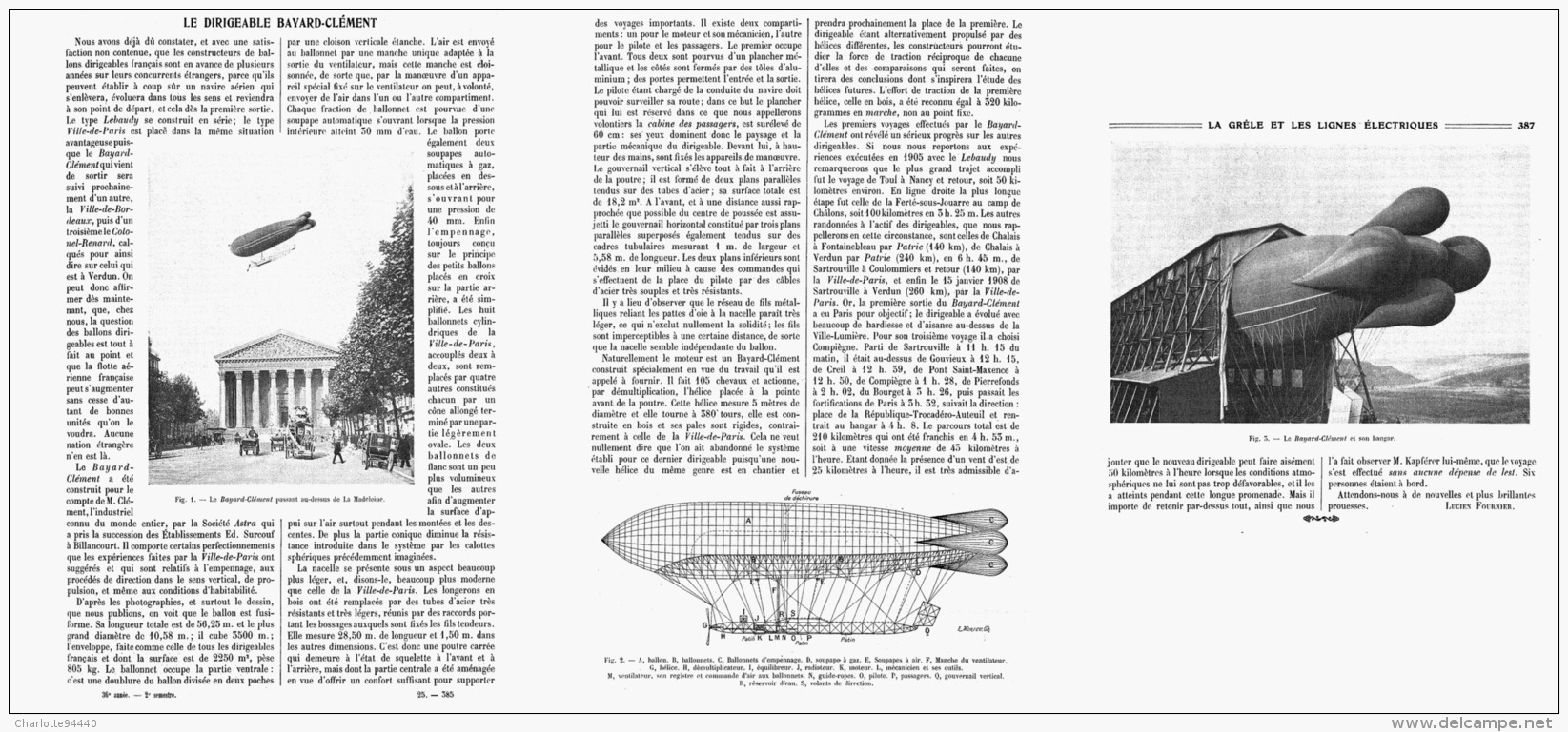 LE DIRIGEABLE  " BAYARD-CLEMENT "  1908 - Other & Unclassified