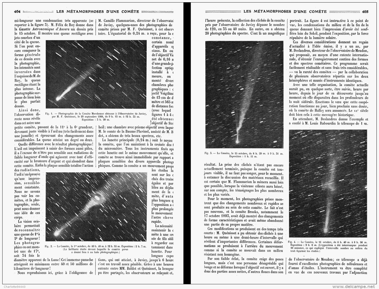 LES METAMORPHOSES D'UNE COMETE  ( La Cométe MOREHOUSE 1908 C  )   1908 - Astronomie