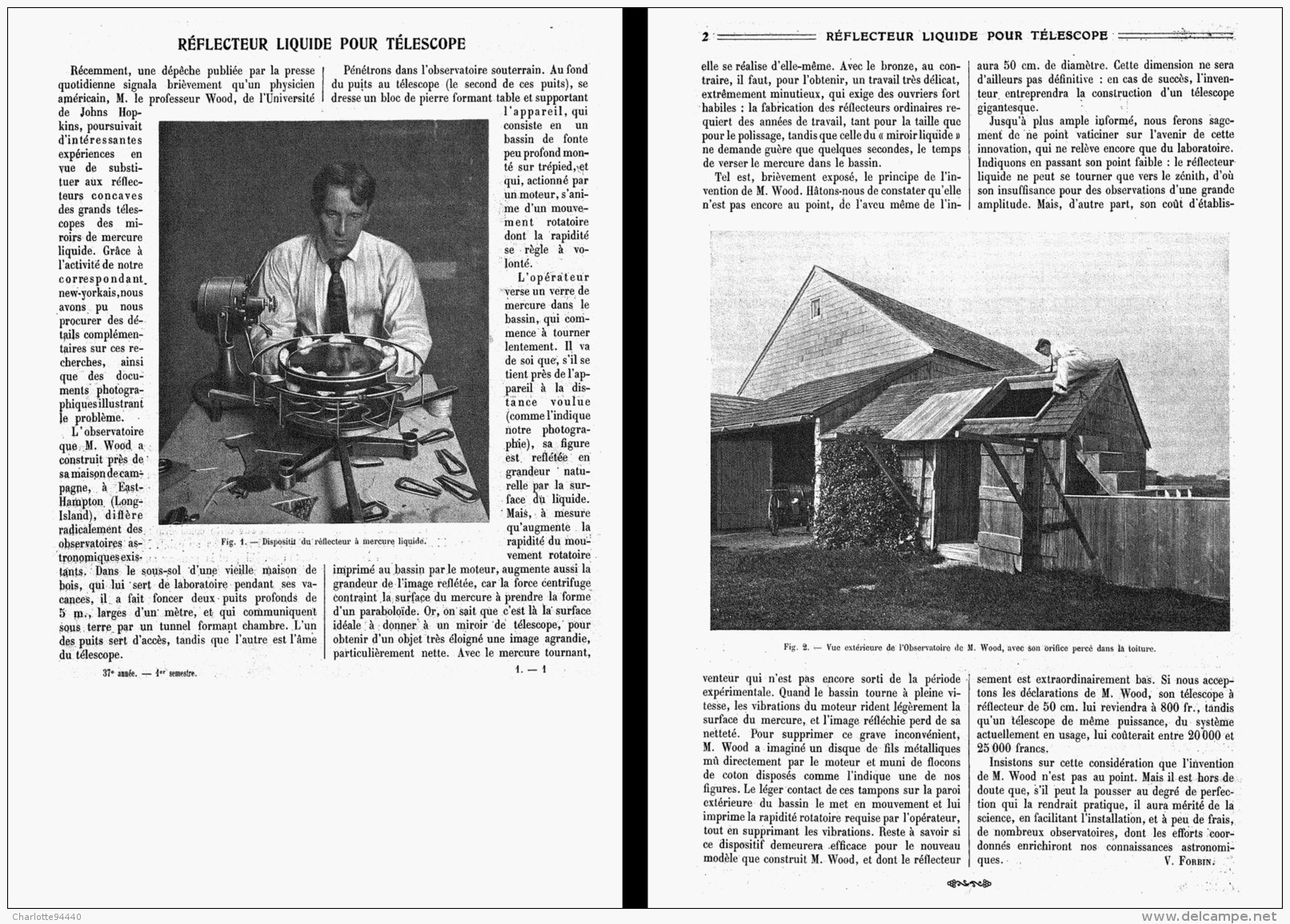 REFLECTEUR LIQUIDE Pour TELESCOPE  1908 - Astronomie