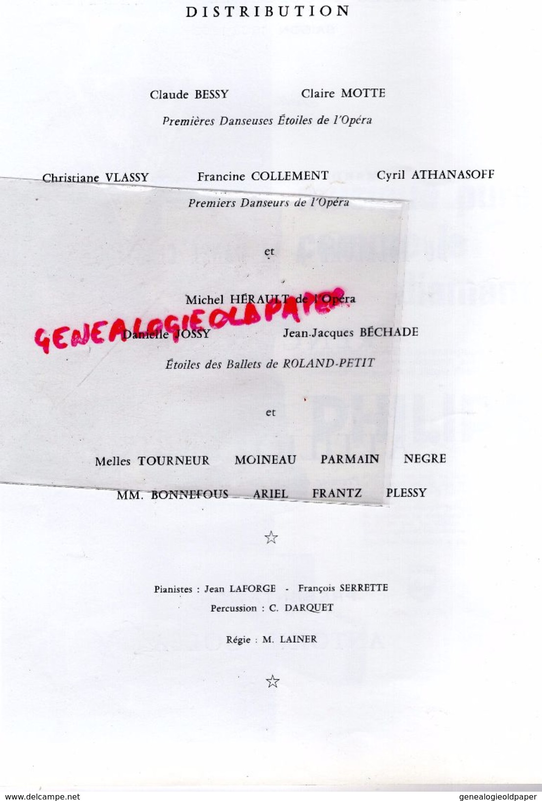 75- PARIS- PROGRAMME SALLE PLEYEL- 1962- FOLKLORE DANSE-ATTILIO LABIS-DANSEUR ETOILE OPERA-ANTOINE GOLEA-CLAUDE BESSY