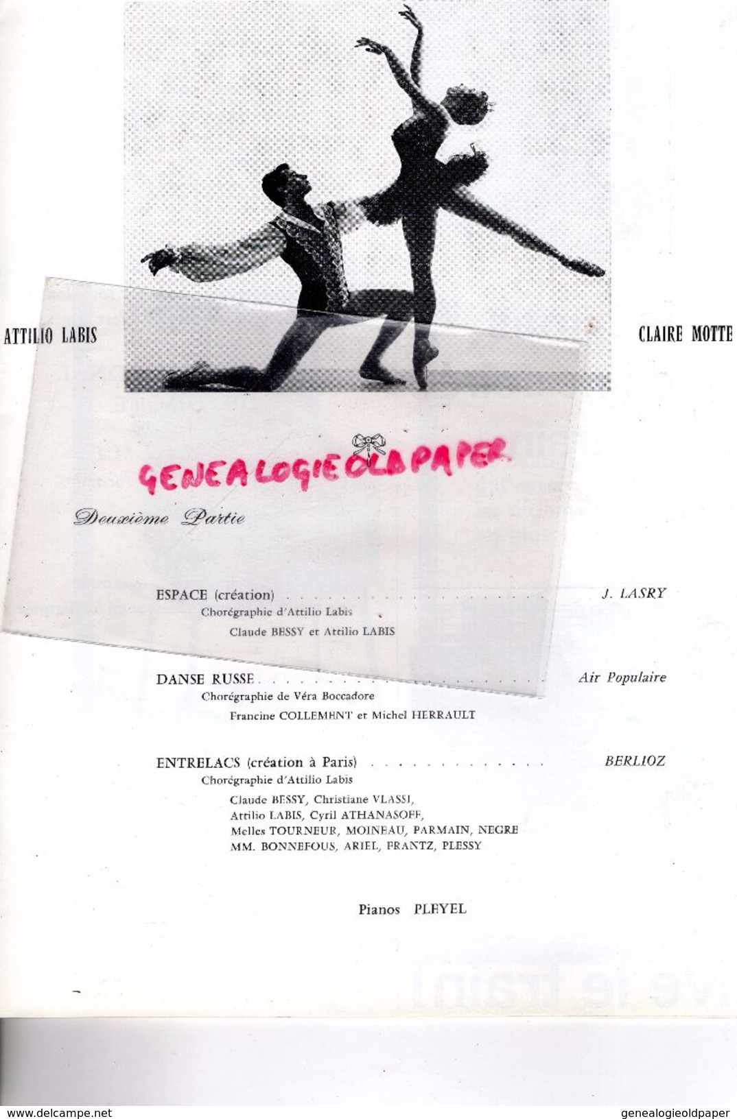 75- PARIS- PROGRAMME SALLE PLEYEL- 1962- FOLKLORE DANSE-ATTILIO LABIS-DANSEUR ETOILE OPERA-ANTOINE GOLEA-CLAUDE BESSY