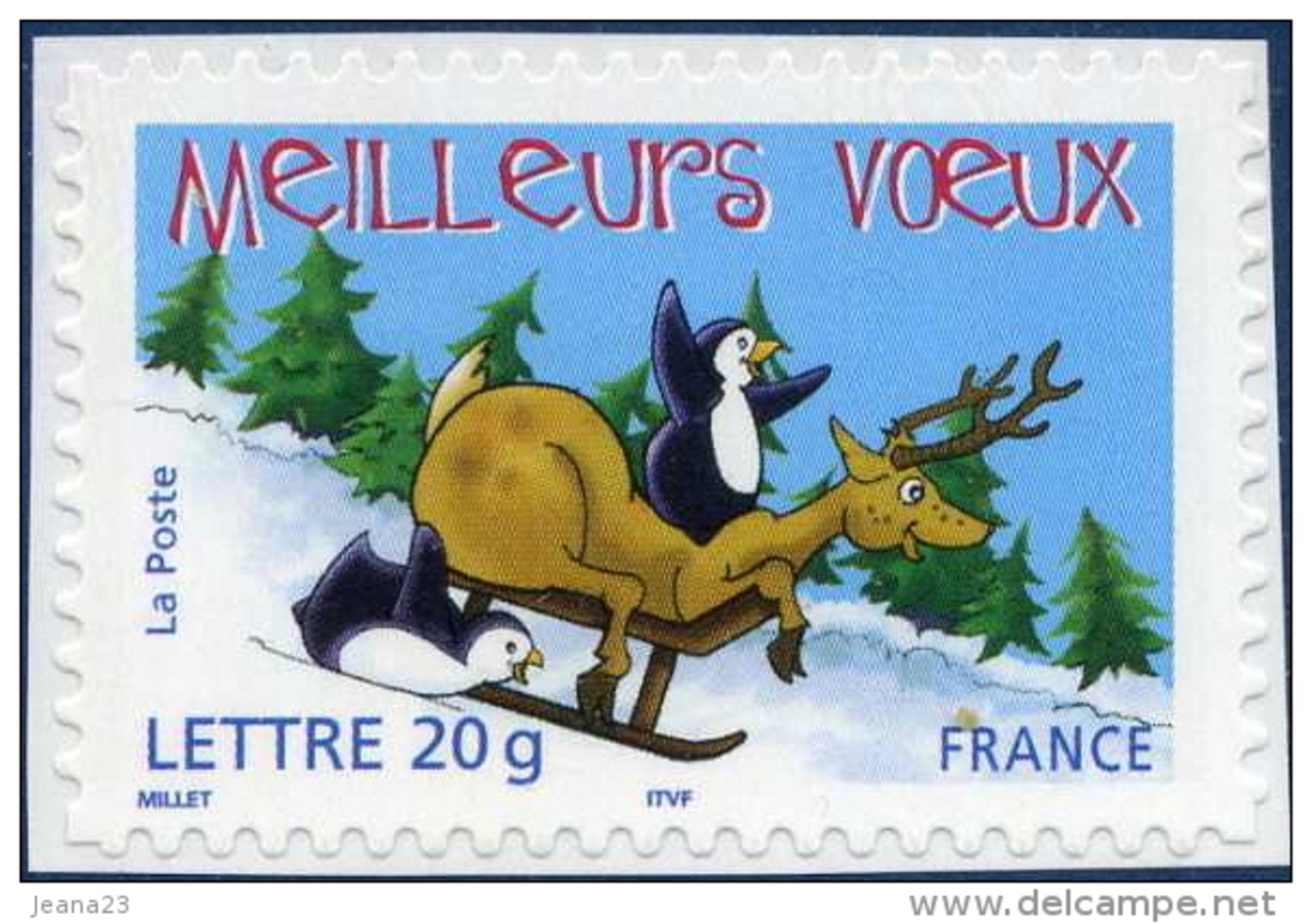 0069  Meilleurs Vœux : Renne Et Manchot Sur Une Luge (3855)  Neuf **  2005 + - Autres & Non Classés