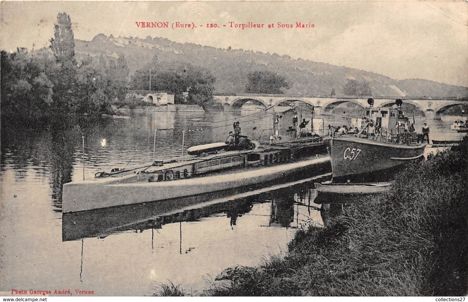 27-VERNON- TORPILLEUR ET SOUS-MARIN - Vernon