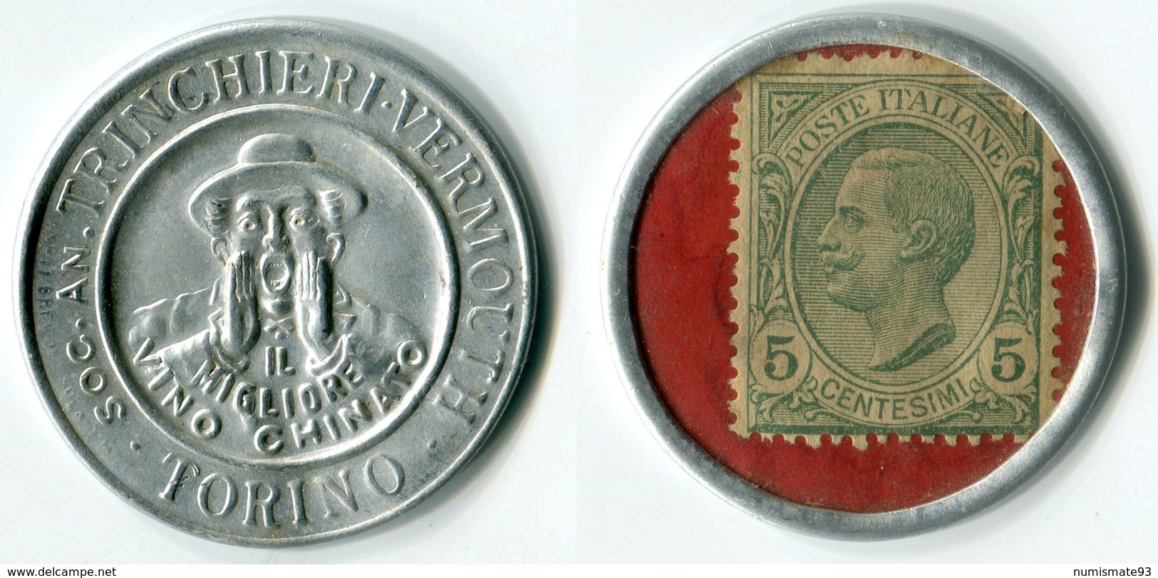 N93-0414 - Timbre-monnaie Trinchieri 5 Centesimi - Kapselgeld - Encased Stamp - Monétaires/De Nécessité