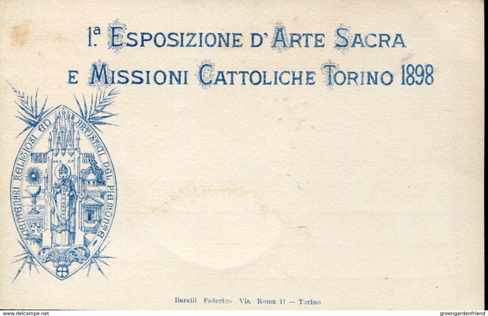 25287 Italia,stationery Card 10c.private Issue,for The Esposizione D'arte Sacra E Missioni Cattoliche Torino 1898 (2 Sca - Interi Postali