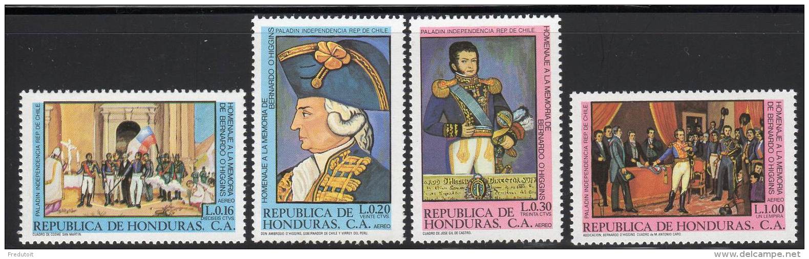 HONDURAS - 1981 - P A N°657/60 ** Hommage à Bernado O'Higgins - Honduras