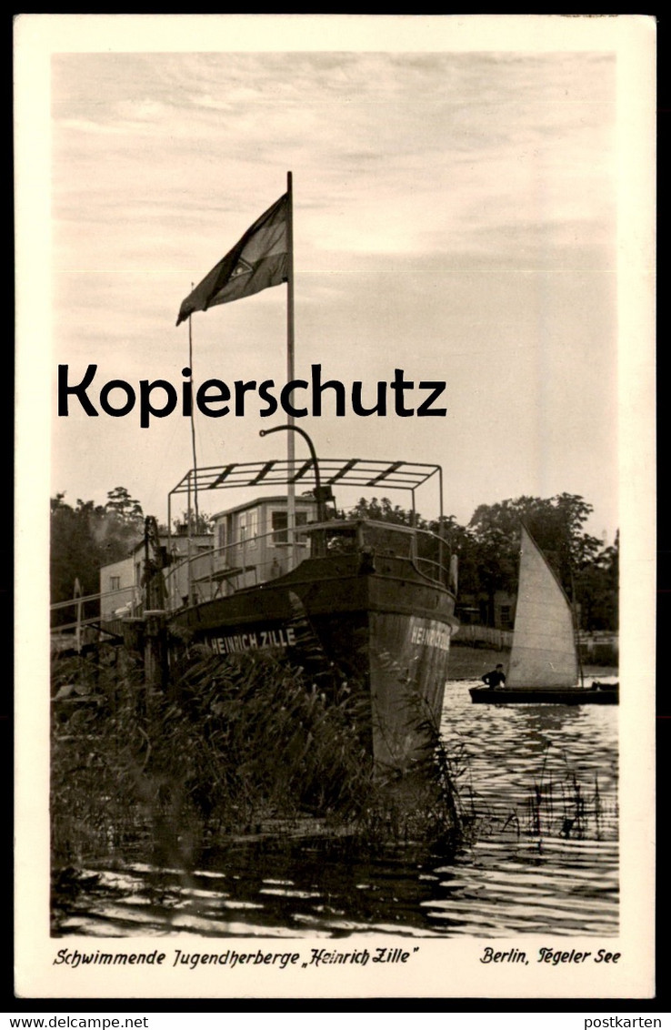 ALTE POSTKARTE BERLIN TEGELER SEE SCHWIMMENDE JUGENDHERBERGE HEINRICH ZILLE TEGEL Postcard Ansichtskarte AK Cpa - Tegel