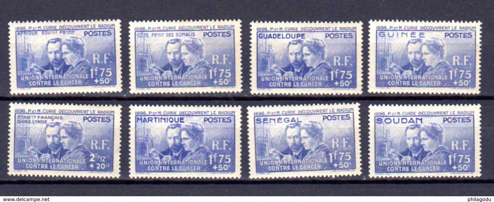 1938  Pierre Et Marie Curie Neufs Avec Charnière, 8 Pays, Cote 129 &euro;, - 1938 Pierre Et Marie Curie