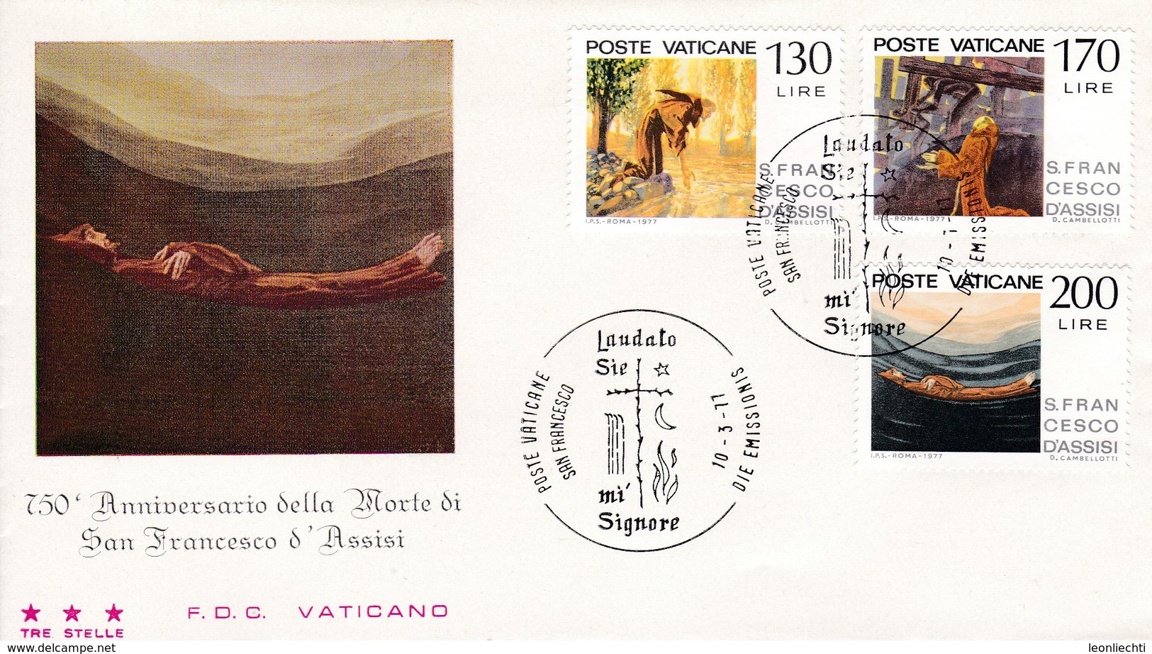 Vatikan FDC/ET 1977 Mi: 698 - 700 750. Todestag Des Hl. Franz Von Asisi - FDC