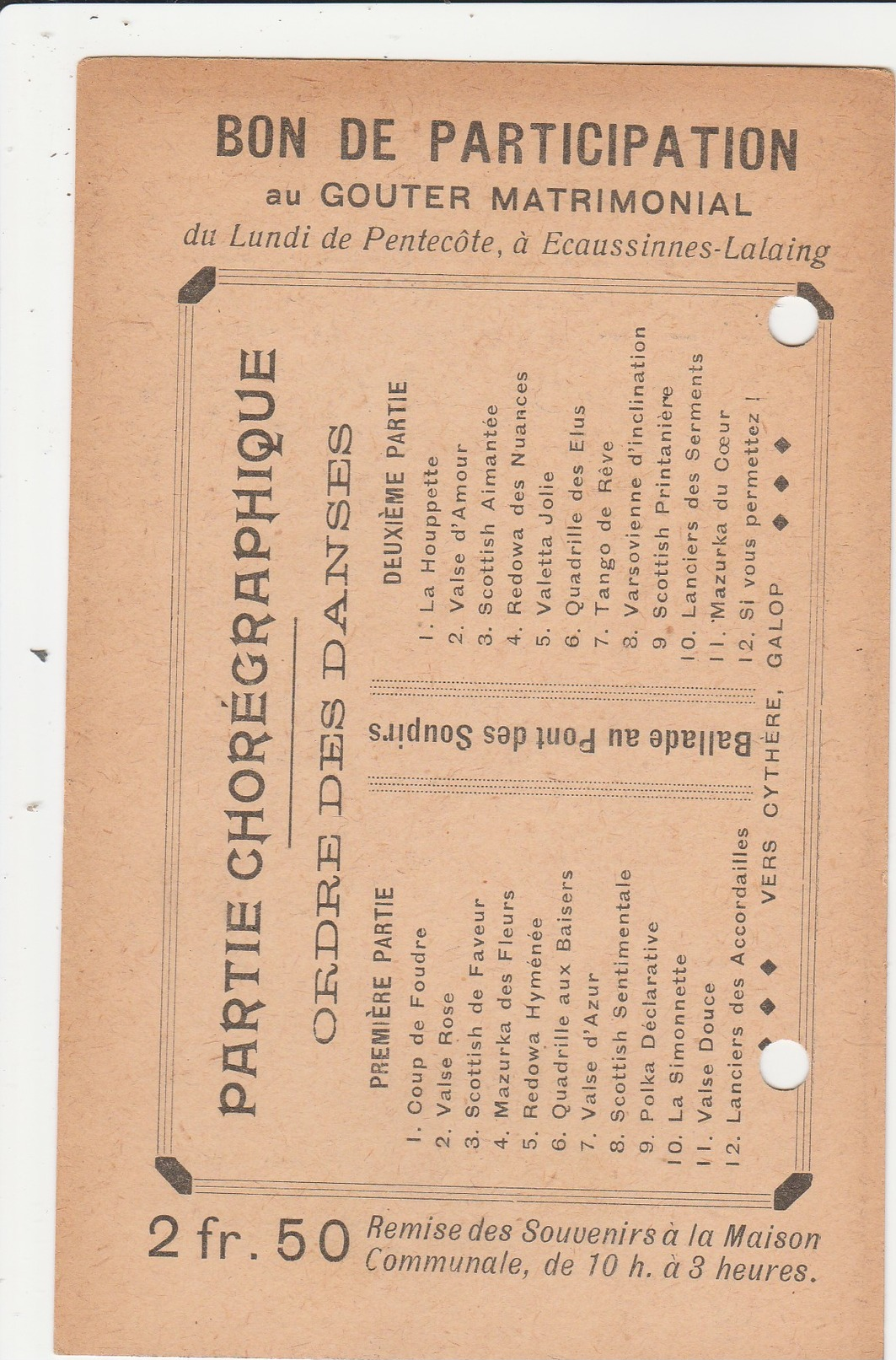 ECAUSSINNES, Programme,Bon De Participation Gouter Matrimonial,lundi Pentecôte,PUB Kwatta,Ciba,Alba,trappistes Vincart - Ecaussinnes