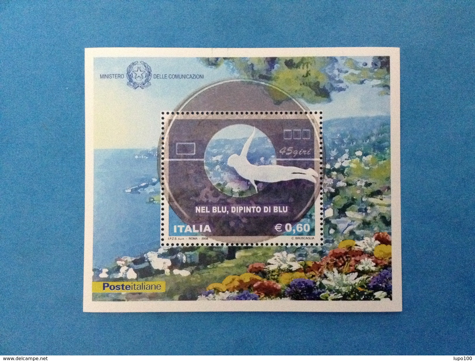 2008 ITALIA FOGLIETTO NUOVO SOUVENIR SHEET MNH** - CANZONE NEL BLU DIPINTO DI BLU - Blocchi & Foglietti